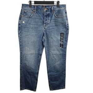 J. Crew High Rise Straight Premium Edition Crop Jeans Medium Wash Distressed 30P